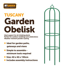 Tuscany Garden Obelisk for Climbing Plants and Vines