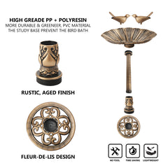 Weatherproof Bird Bath with Bird Figurines