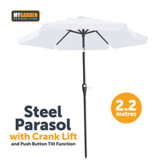 Steel Parasol with Crank Lift and Push Button Tilt Function