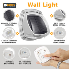 2PK Solar Powered Wall Lights for Outdoor Garden and Pathway Lighting