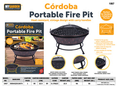 Cordoba Portable Fire Pit for Outdoor Garden and Patio