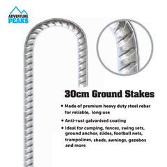 30cm Heavy Duty Ground Stakes for Garden and Outdoor Use