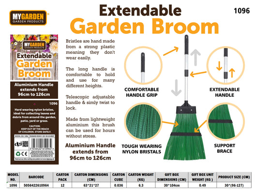 Extendable Garden Broom 96 - 126cm