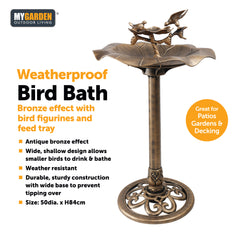 Weatherproof Bird Bath with Figurines & Tray