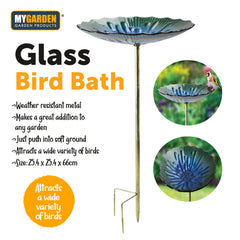 Decorative Glass Bird Bath for Garden Wildlife