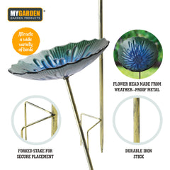 Decorative Glass Bird Bath for Garden Wildlife