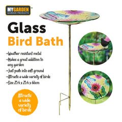 Decorative Glass Bird Bath for Garden Wildlife