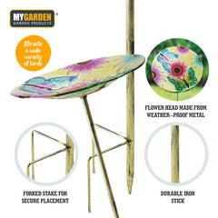 Decorative Glass Bird Bath for Garden Wildlife