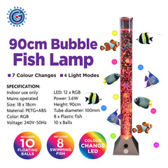 90cm Tall Color Changing LED Fish Bubble Lamp