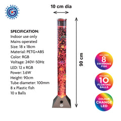 90cm Tall Color Changing LED Fish Bubble Lamp