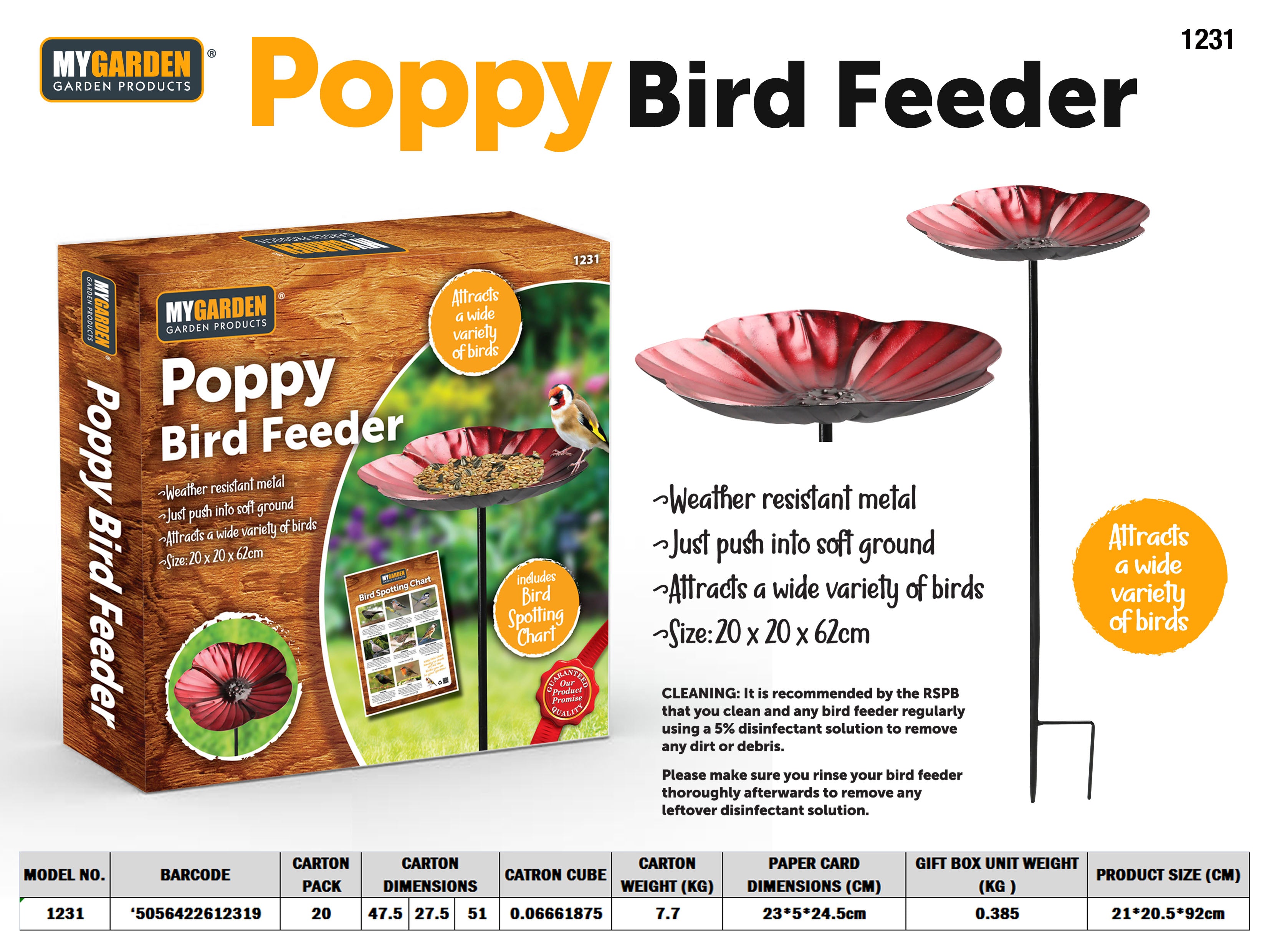 Cast Iron Poppy Bird Feeder (20) DGI UK Group LTD