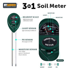 3-in-1 Soil pH Meter for Garden Testing