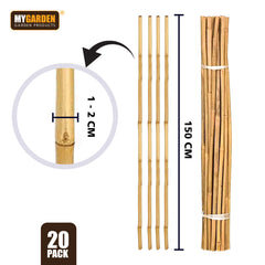 20 Pack of Sturdy Bamboo Canes for Garden Support