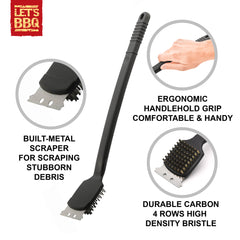 Barbecue Grill Cleaning Brush with Scraper and Durable Bristles