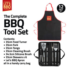 12-Piece Complete Barbecue Tool Set with Spatula and Tongs