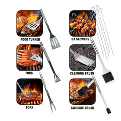 12-Piece Complete Barbecue Tool Set with Spatula and Tongs