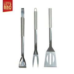 3PK Stainless Steel Barbecue Tool Set with Spatula and Tongs