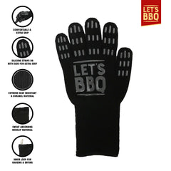 Heat Resistant Barbecue Gloves with Non-Slip Grip and Lining