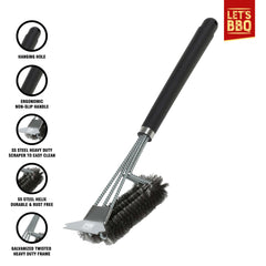 Barbecue Grill Cleaning Brush with Long Handle and Scraper