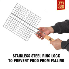 Barbecue Grilling Basket with Non-Stick Coating and Locking Lid