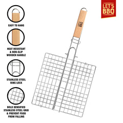 Barbecue Grilling Basket with Non-Stick Coating and Locking Lid