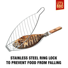 Barbecue Fish Grilling Basket with Non-Stick Coating and Locking Lid