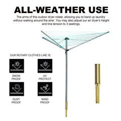30m Rotary Airer with 3 Arms - Clothes Dryer