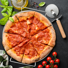 Barbecue Pizza Stone Set with Heat Retention and Cutter