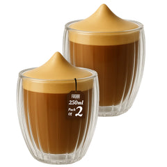 2PK 350ml Striped Double Wall Mug