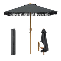 Market Umbrella with Tassels Grey