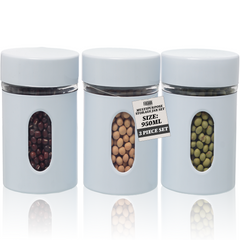 3PK Glass Storage Container White