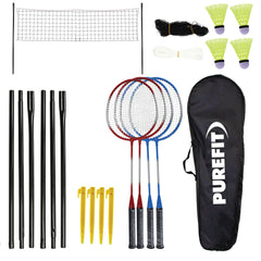 4 Player Badminton Set with Rackets and Shuttlecocks