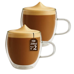 2PK 250ml Double Wall Mug + Handle