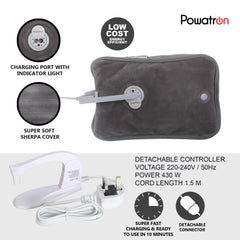 Rechargeable Electric Hot Water Bottle with Super Soft Teddy Fabric