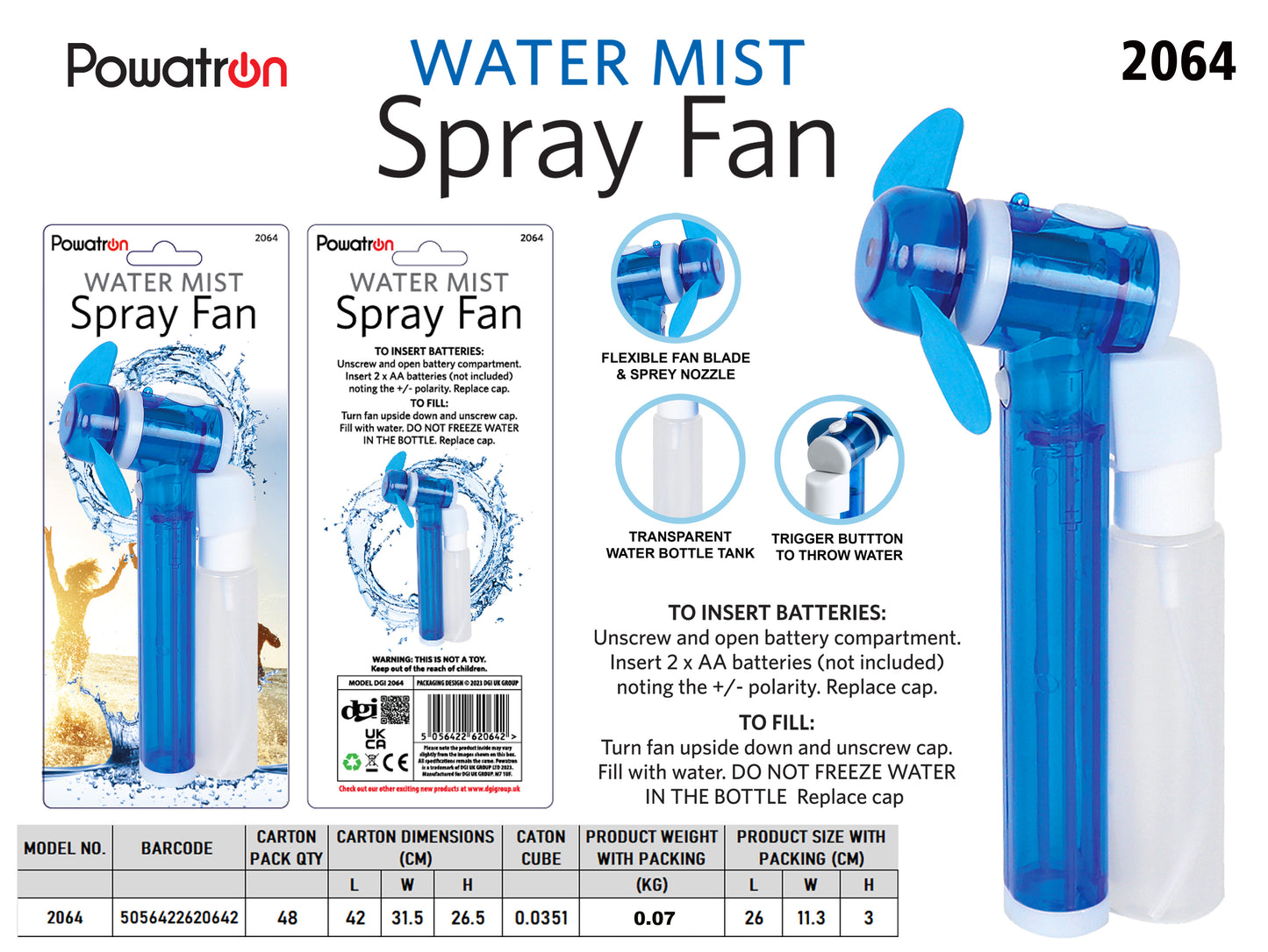 Mini Spray Fan Blue & White