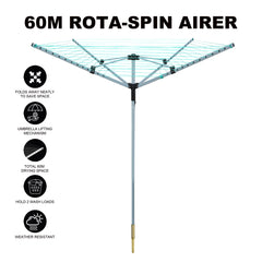 4 Arm Waterproof Rotary Airer 60m