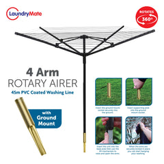 45m Waterproof Rotary Airer With Metal Spike