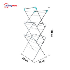 Efficient 4m 3-Tier Clothes Airer in Silver with 20 Pegs