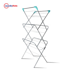 Efficient 4m 3-Tier Clothes Airer in Silver with 20 Pegs