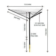 30M Rotary Airer For Outdoor Drying