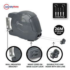 Double Rope Clothes Line 26m Grey