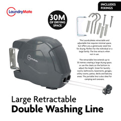 Double Rope Clothes Line 30m Grey