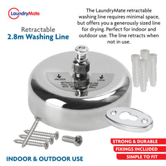 Single Rope Clothes Line 28m Silver/Black