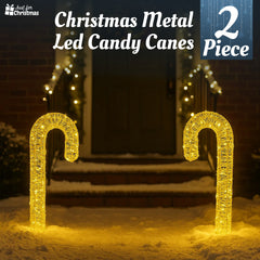 Christmas-2PK Metal Candy Canes 60cm