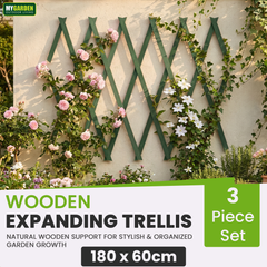 3PK Wooden Trellis Green 180*60cm