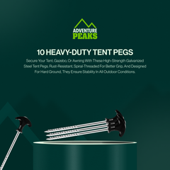 Durable 10PK Spiral Thread Steel Tent Pegs