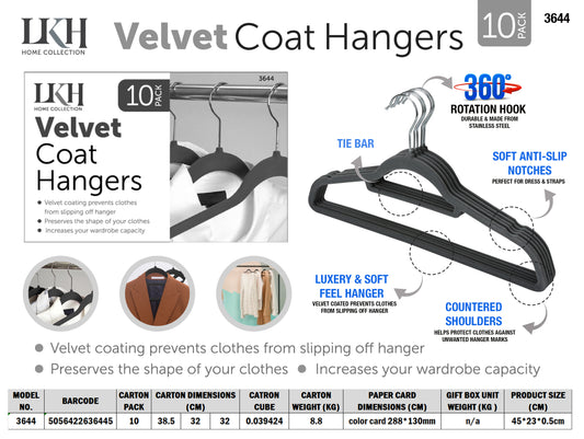 Charcoal Velvet Hanger