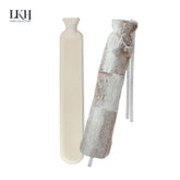 2 Litre Long Hot Water Bottle with Plush Cover+Poms+Pocket+Strap