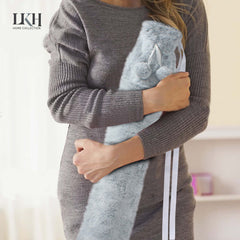 2 Litre Long Hot Water Bottle with Plush Cover+Poms+Pocket+Strap