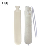 2 Litre Long Hot Water Bottle with Sherpa Fleece Cover+Poms+Pocket+Strap